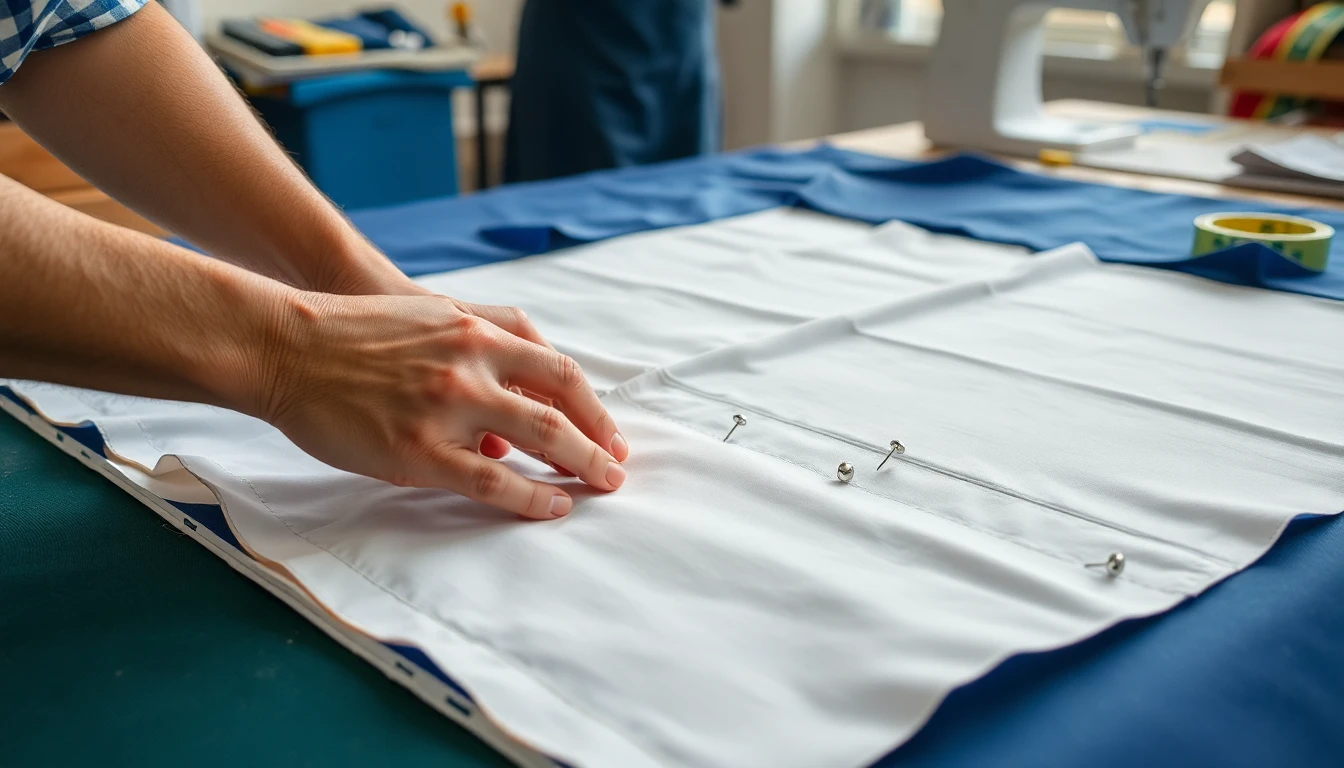 Sewing machine assembling custom flag with reinforced seams and UV-resistant thread