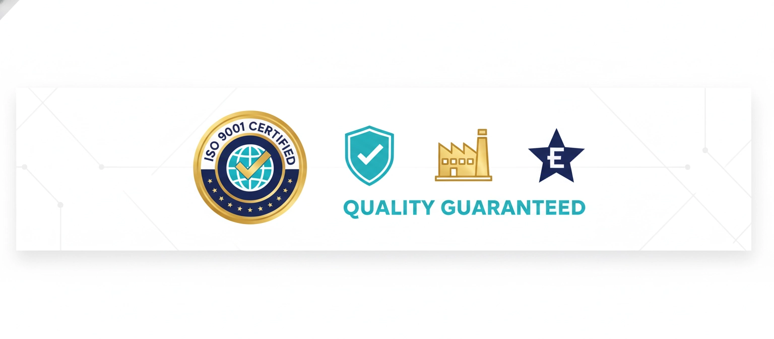 ISO 9001 certification and quality badges for basketball jersey manufacturer